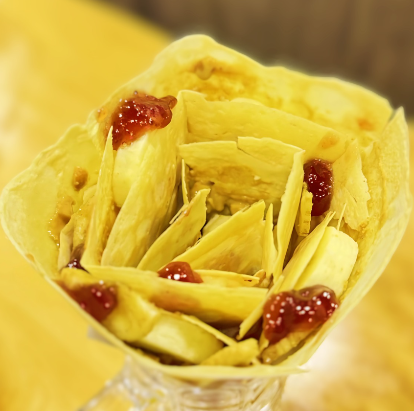 COTORIDOのピーナツバターイチゴスプレッドダブルバナナクレープ